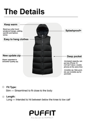 Winter Warmer Slim Long Puffer Gilet Splashproof