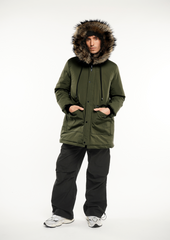 Faux Fur Mid-Length Hooded Parka With Large Pockets Splashproof Menswear