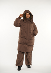 Plus Classic Hooded Long Puffer Coat Splashproof